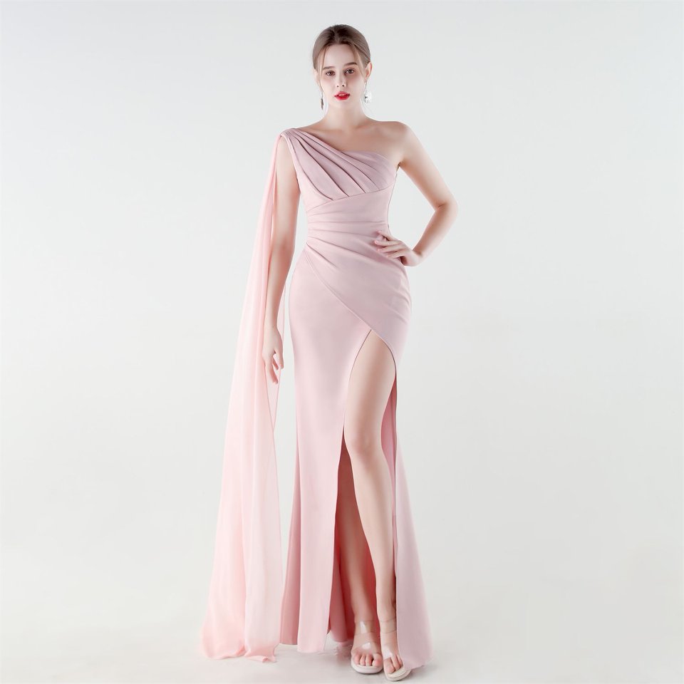 One Side Shoulder with Cape Scarf (Pink) (Make To Order)