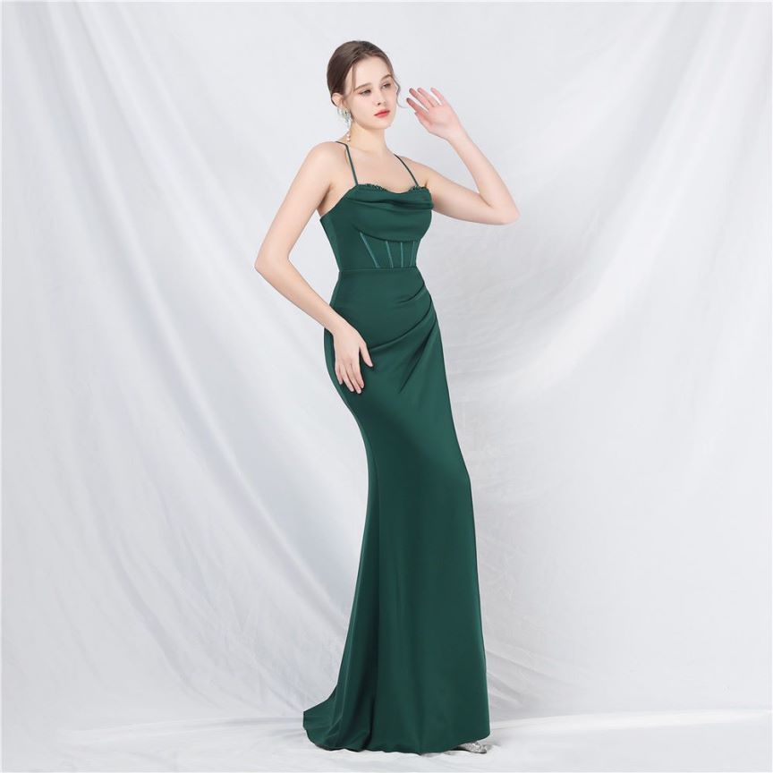 Spaghetti Back Cross Overlap Slit (Made To Order) (Green)