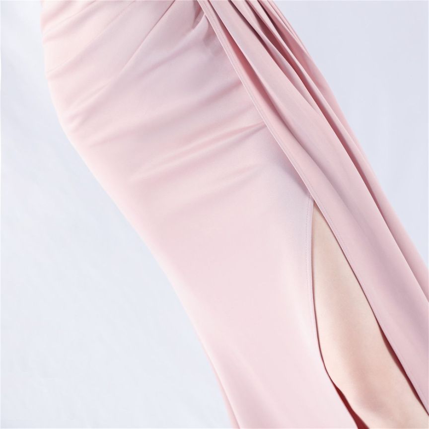 Gorgeous One Side Shoulder Evening Gown (Light Pink) (Made To Order)