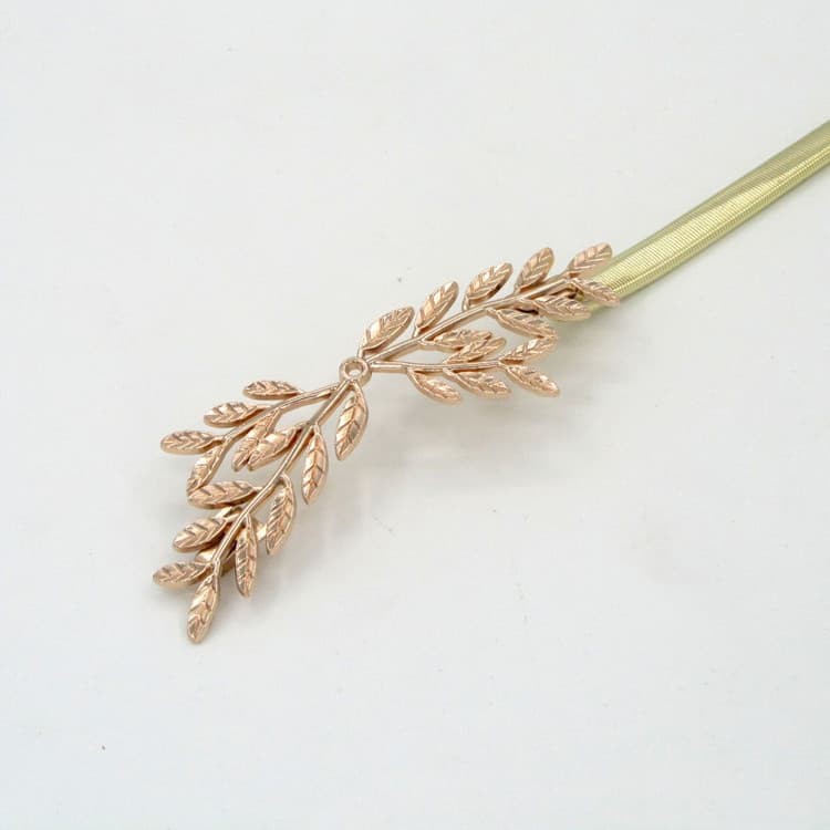 Women Stretchable Spring Leaf Silver Gold Belt