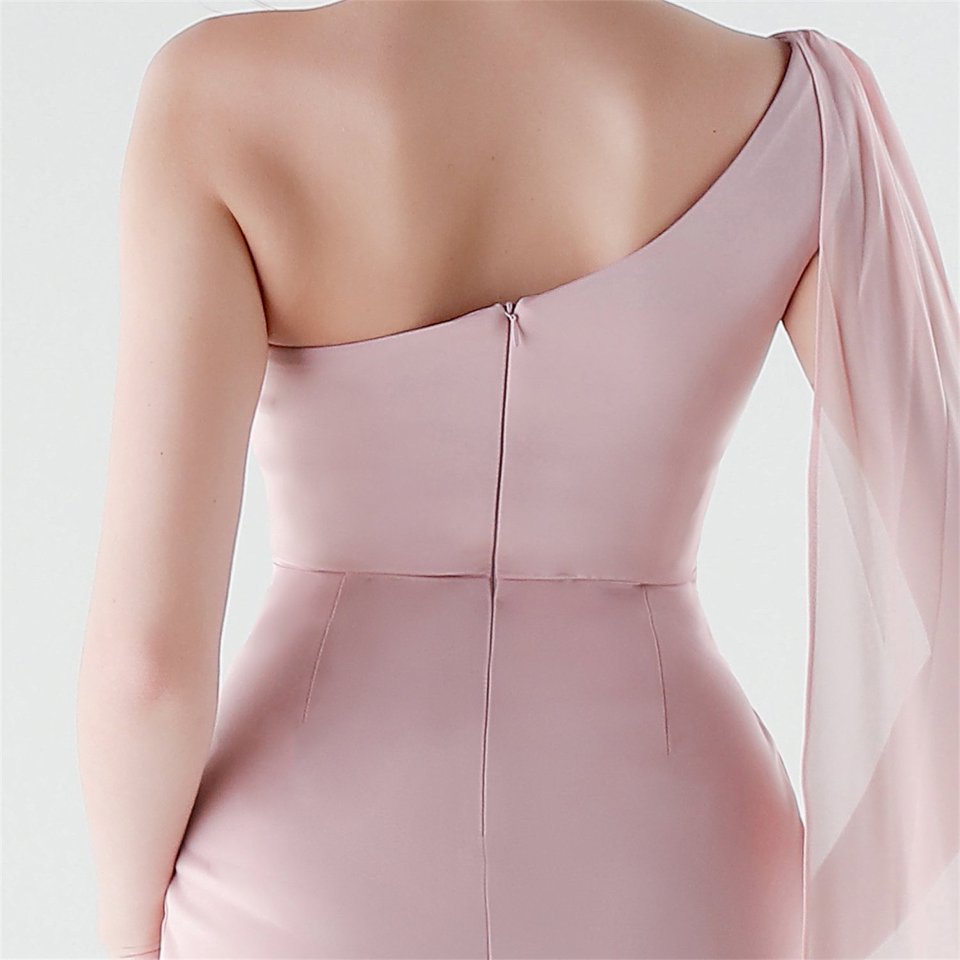 One Side Shoulder with Cape Scarf (Pink) (Make To Order)