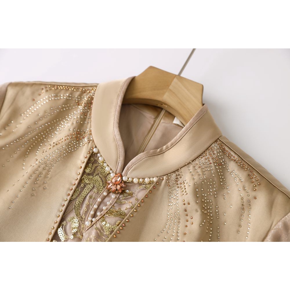 Half Flare Sleeve Lace Sequins Cheongsam (Made To Order)