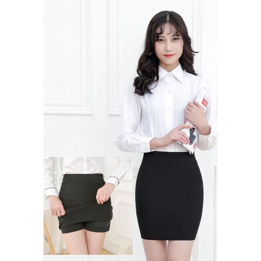 Stretchable OL FItted Pencil Black Skirt Pant (Retail)