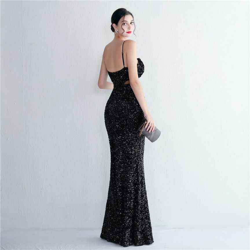Strapless String With Keyhole Waist Mermaid Gown (Black) (Made To Order)
