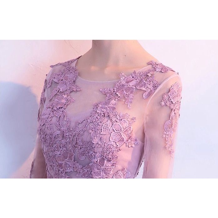 [ReadyStock] Half Sleeve Lace A-line Long Evening Gown