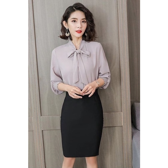 Stretchable OL Fitted Pencil Black Office Work Formal Skirt (Retail)