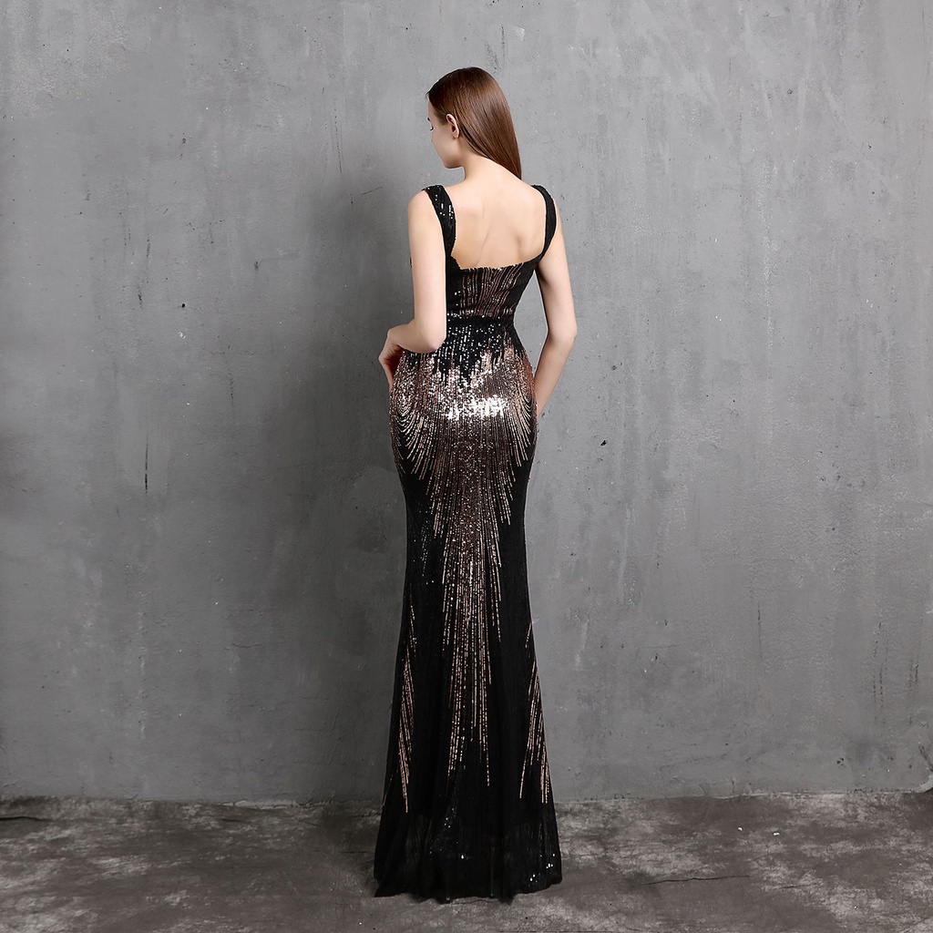 Sweetheart Two Tone Evening Gowns (Black Gold) (Retail)