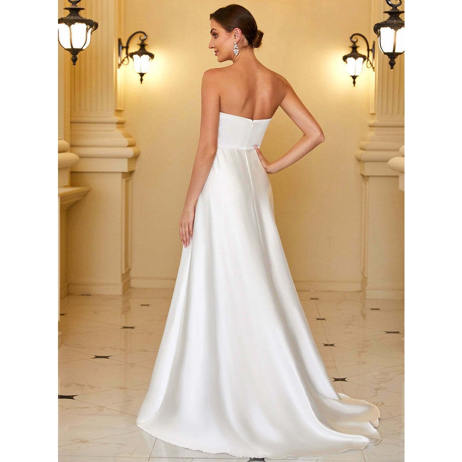 Elegant Strapless A Line Wedding Dresses with Split Design (Retail)