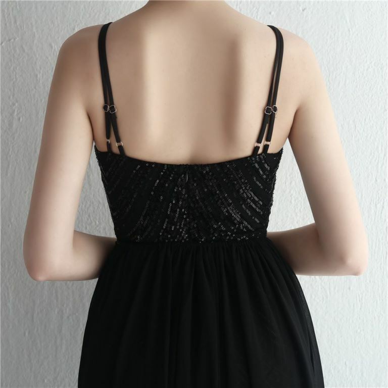 Halter Sequins with Cape Skirt in Mermaid Style Evening Gowns (Black) (Made To Order)