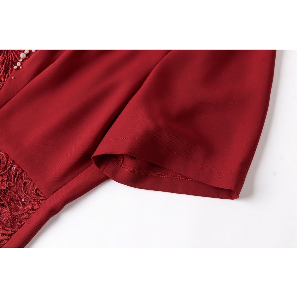 Elegant Lace Maroon Cheongsam (Made To Order)