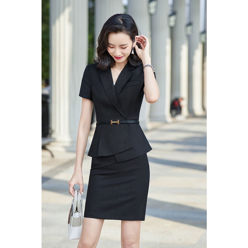 Short Sleeve Suit + Skirt + Long Pant (Black) (Pre-Order)