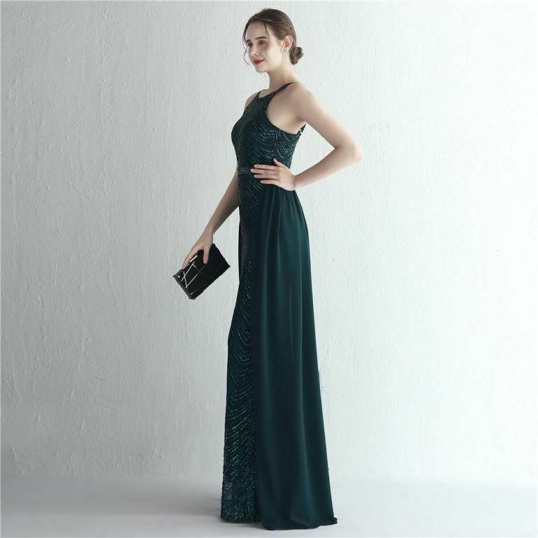Halter Sequins with Cape Skirt in Mermaid Style Evening Gowns (Green) (Retail)