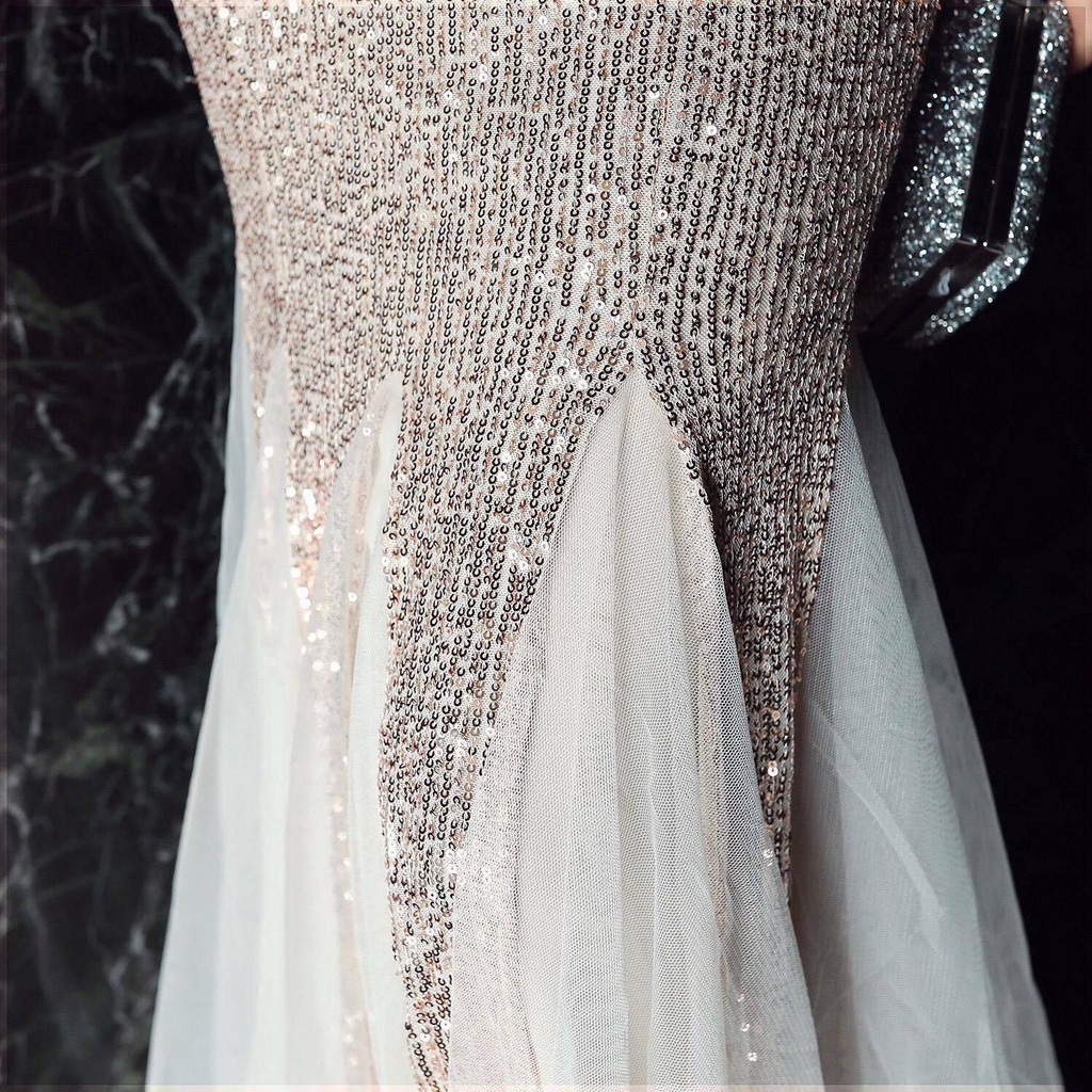 Elegant V-Neck Sequins Mermaid Gown (Rose Gold) (Retail)