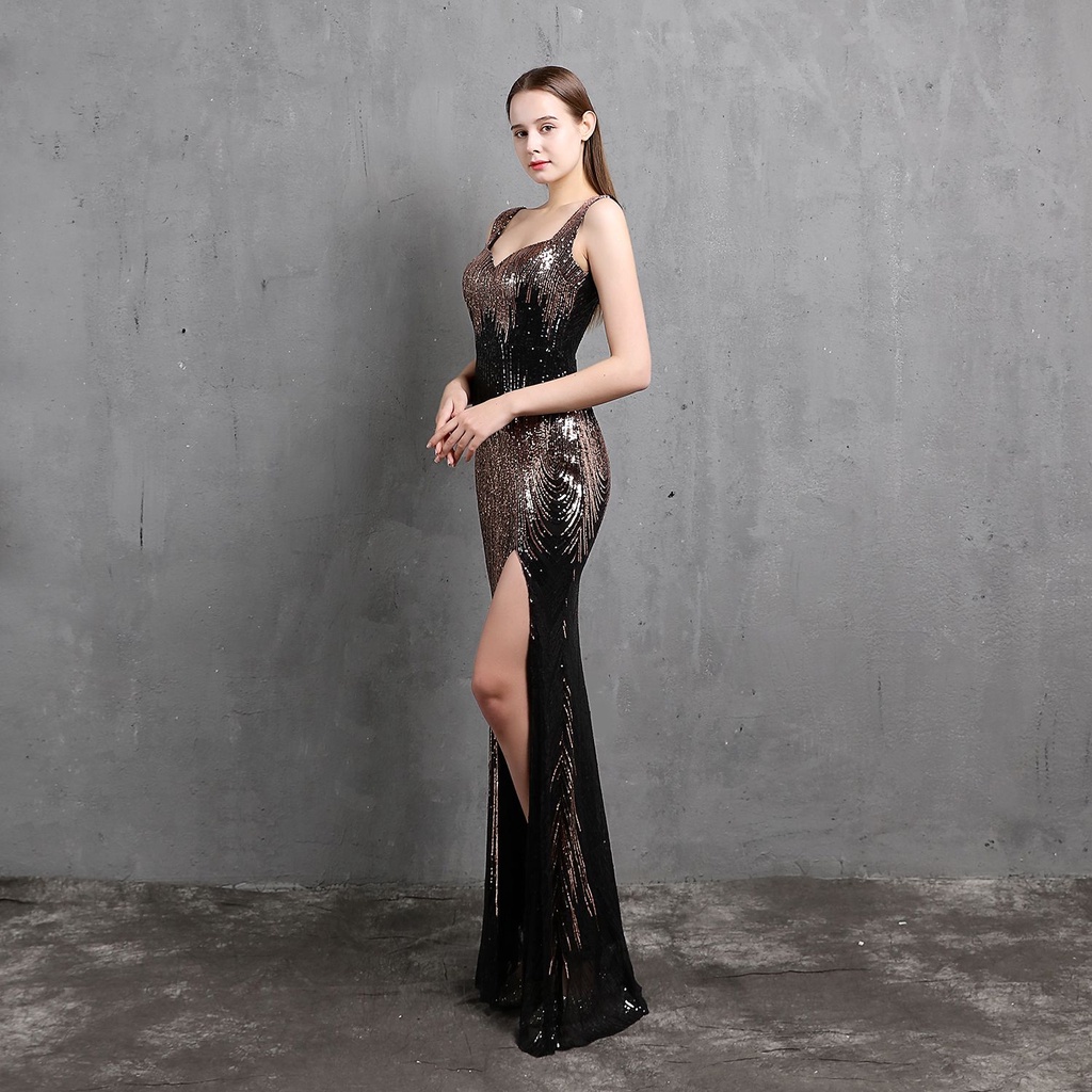 Sweetheart Two Tone Evening Gowns (Black Gold) (Retail)