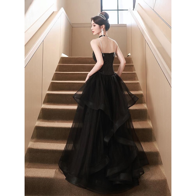 Spaghetti Chain Sequins with Cape Skirt Evening Gown (Made To Order)