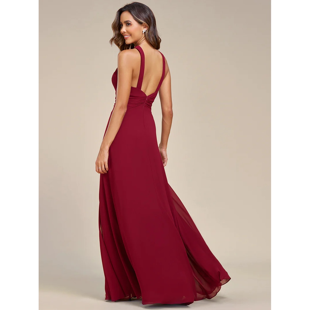 Halter Neck Rhinestone Chiffon Evening Gown (Retail)