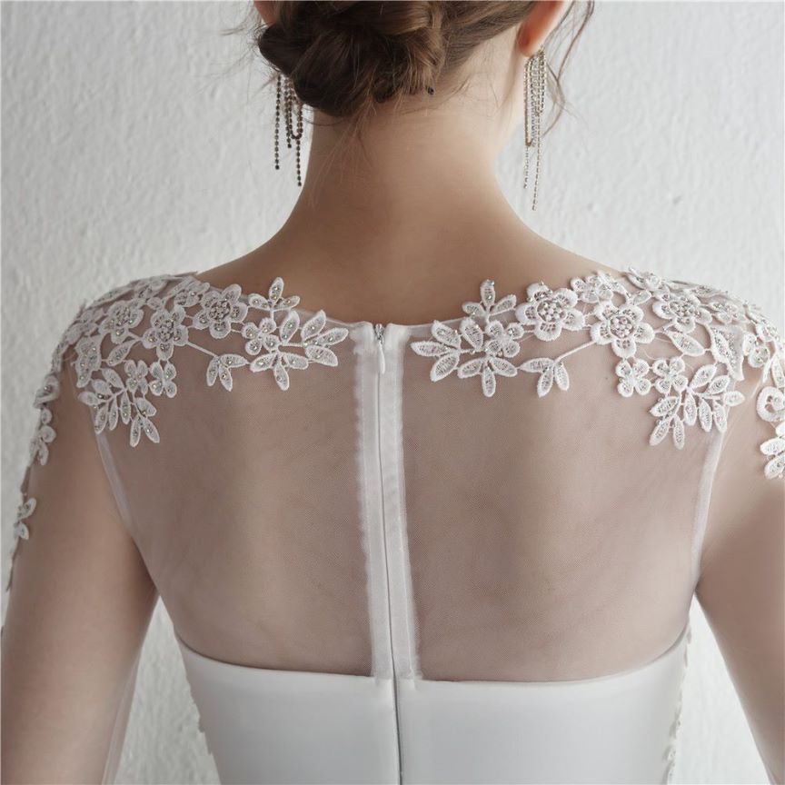 Elegant Long Sleeve Lace Mermaid Evening Gown (White) (Made To Order)