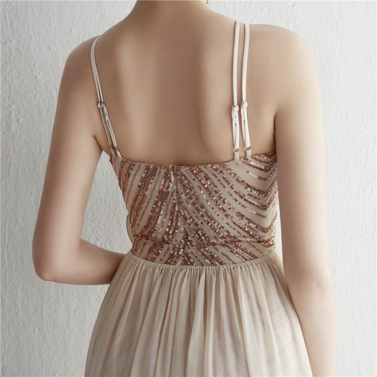Halter Sequins with Cape Skirt in Mermaid Style Evening Gowns (Gold) (Made To Order)