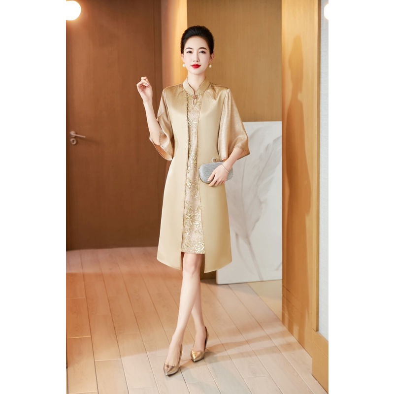 Half Flare Sleeve Lace Sequins Cheongsam (Made To Order)