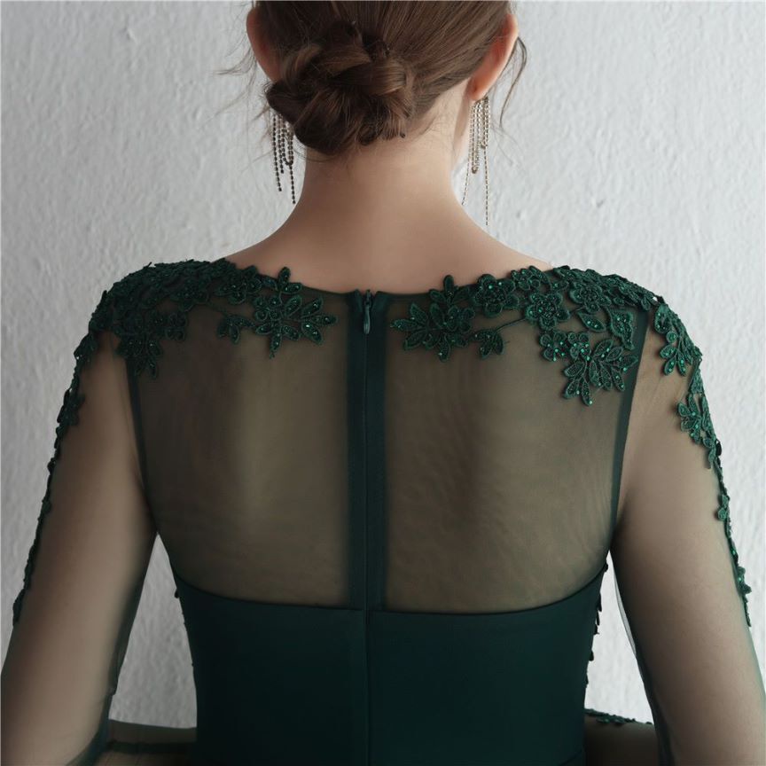 Elegant Long Sleeve Lace Mermaid Evening Gown (Green) (Retail)