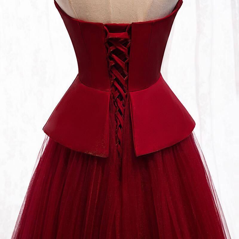 Strapless Peplum Soft Tulle Evening Gown (Retail)