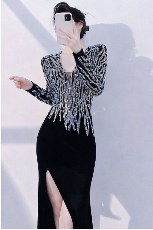 Elegant Crystal Embellished Evening Gown (Retail) 