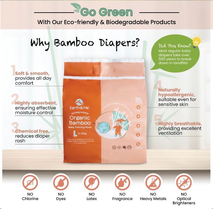 Earth & Me Organic Bamboo Baby Tape Diapers-Bebehaus