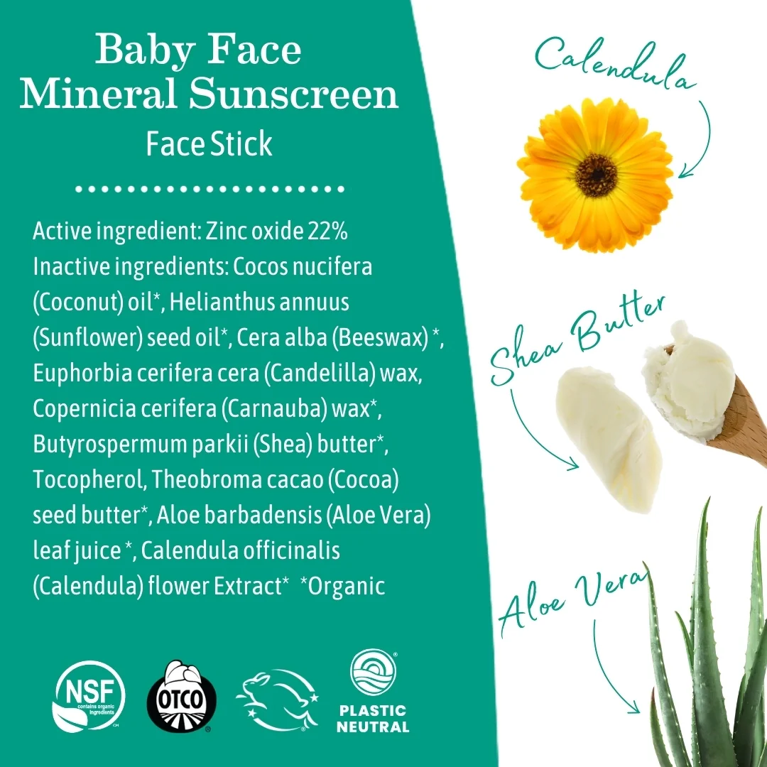 Earth Mama Baby Face Mineral Sunscreen Face Stick SPF 40 (21.g)