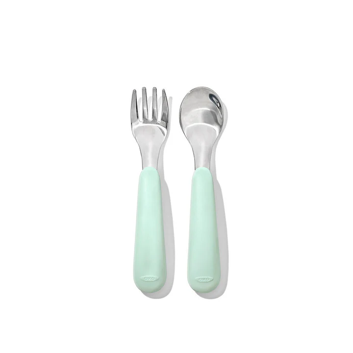 Oxo Tot On The Go Fork and Spoon Set - Opal