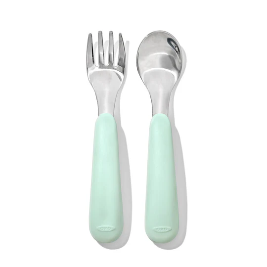 Oxo Tot On The Go Fork and Spoon Set - Opal
