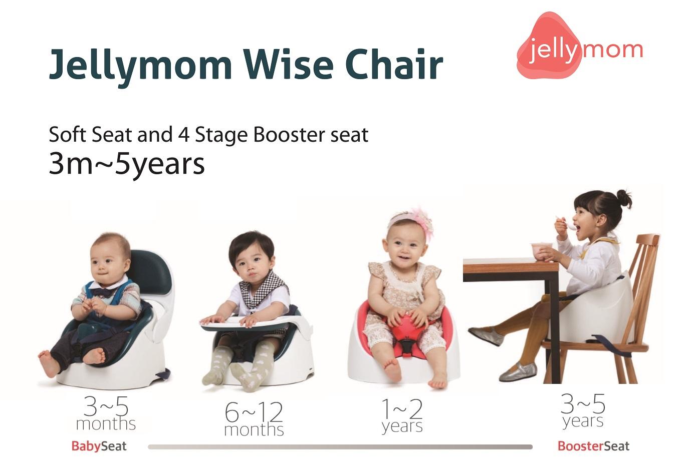 Jellymom Wise Baby Booster Chair Muted Grey-Bebehaus