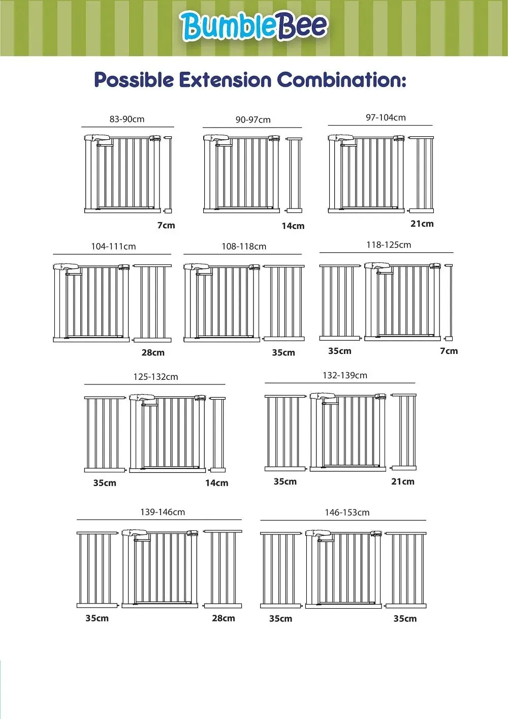 Bumble Bee Auto-Close Magnetic Gate Extensions White
