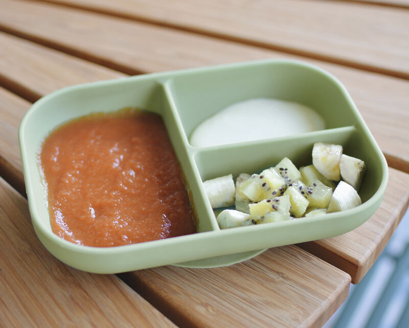 Beaba Silicone Suction Divided Plate - Sage Green-Bebehaus