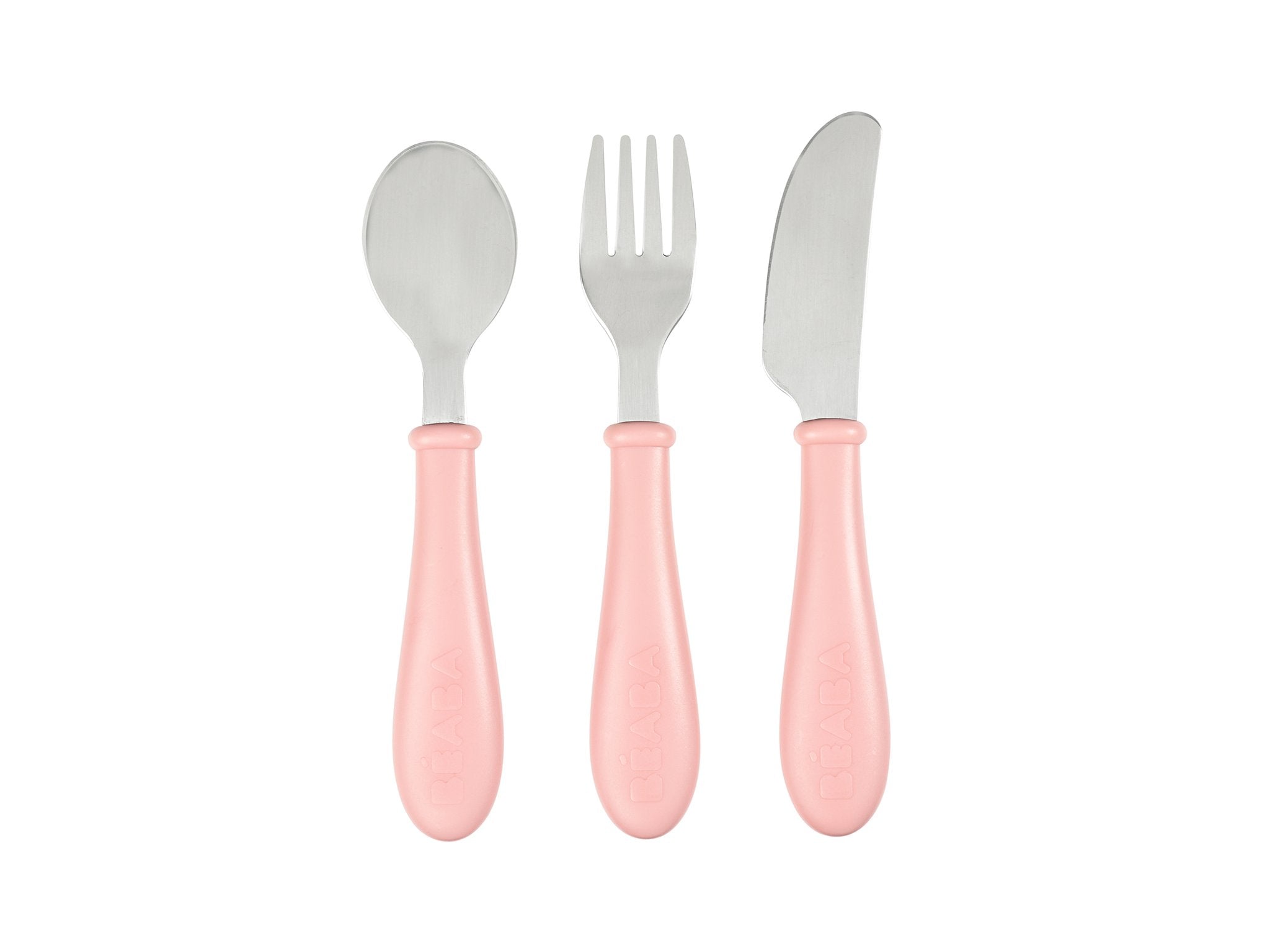 Beaba Stainless Steel Cutlery - (Pink/Blue)-Bebehaus
