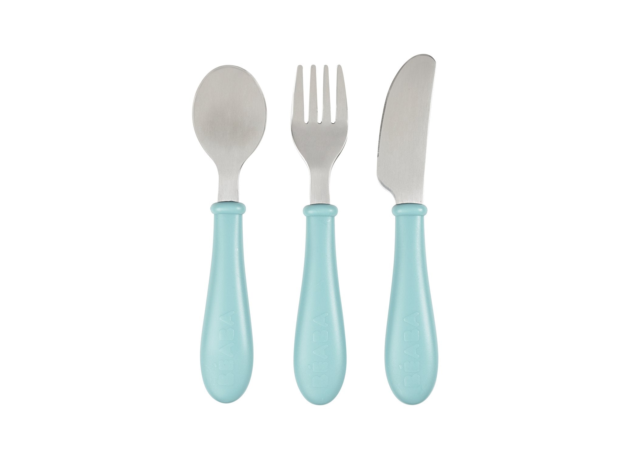 Beaba Stainless Steel Cutlery - (Pink/Blue)-Bebehaus