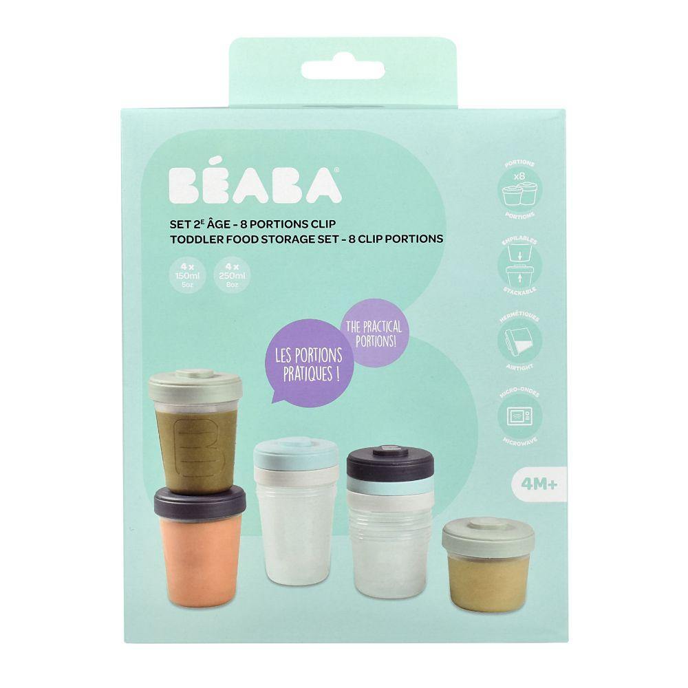 Beaba Set2 Age-8 Portions Clip Toddler Food Storage (4x250ml/4x150ml)-Bebehaus