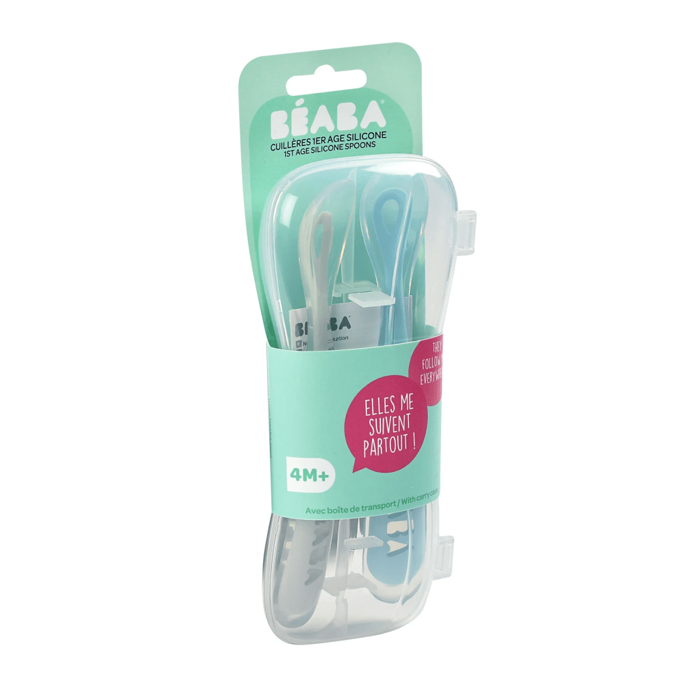 Beaba 1st Age Silicone Spoons with Carry Case-Bebehaus