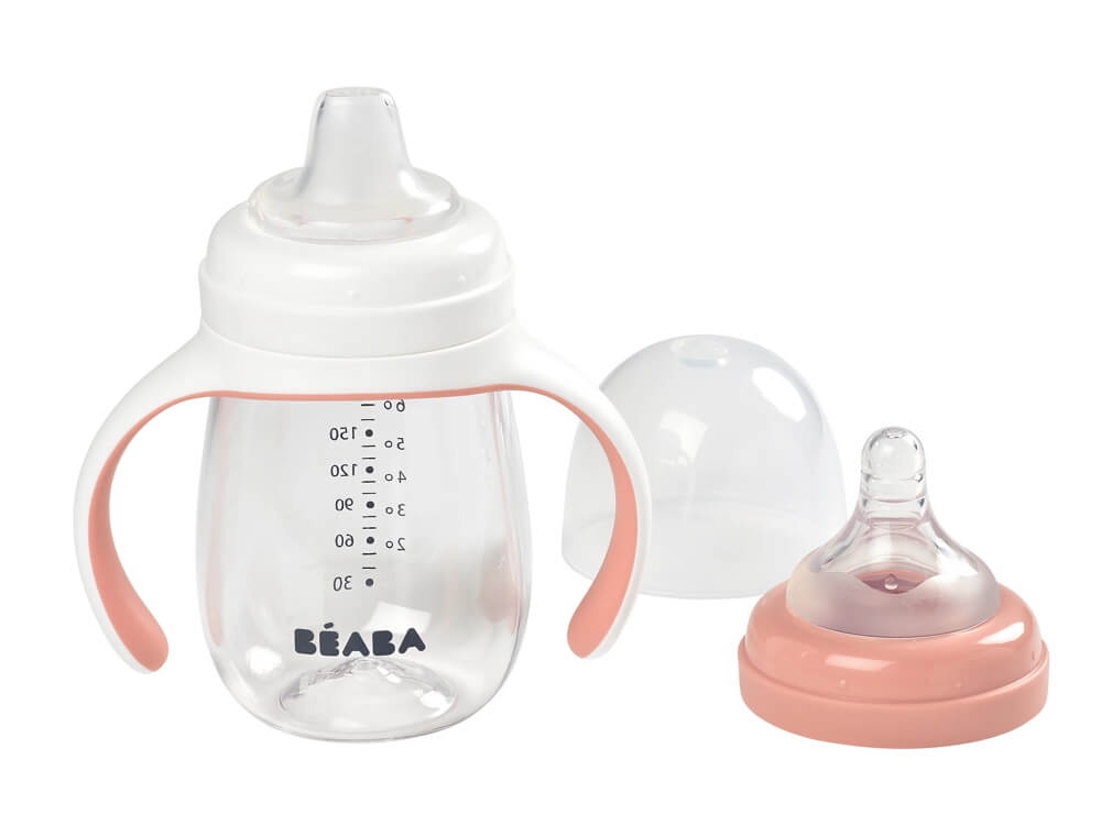 Beaba 2in1 Learning Bottle 7oz - Vintage Pink-Bebehaus