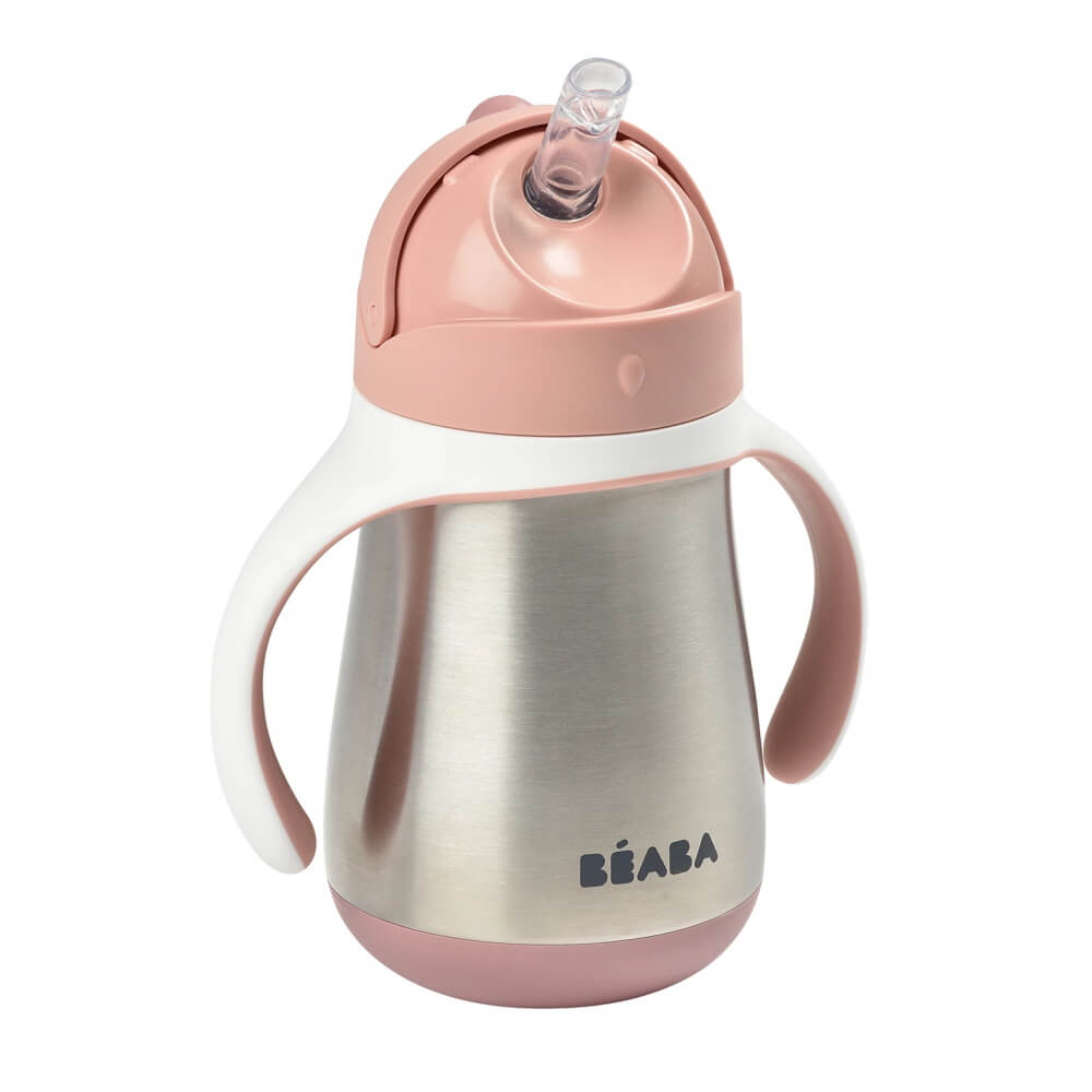 Beaba Stainless Steel Straw Cup - Vintage Pink-Bebehaus