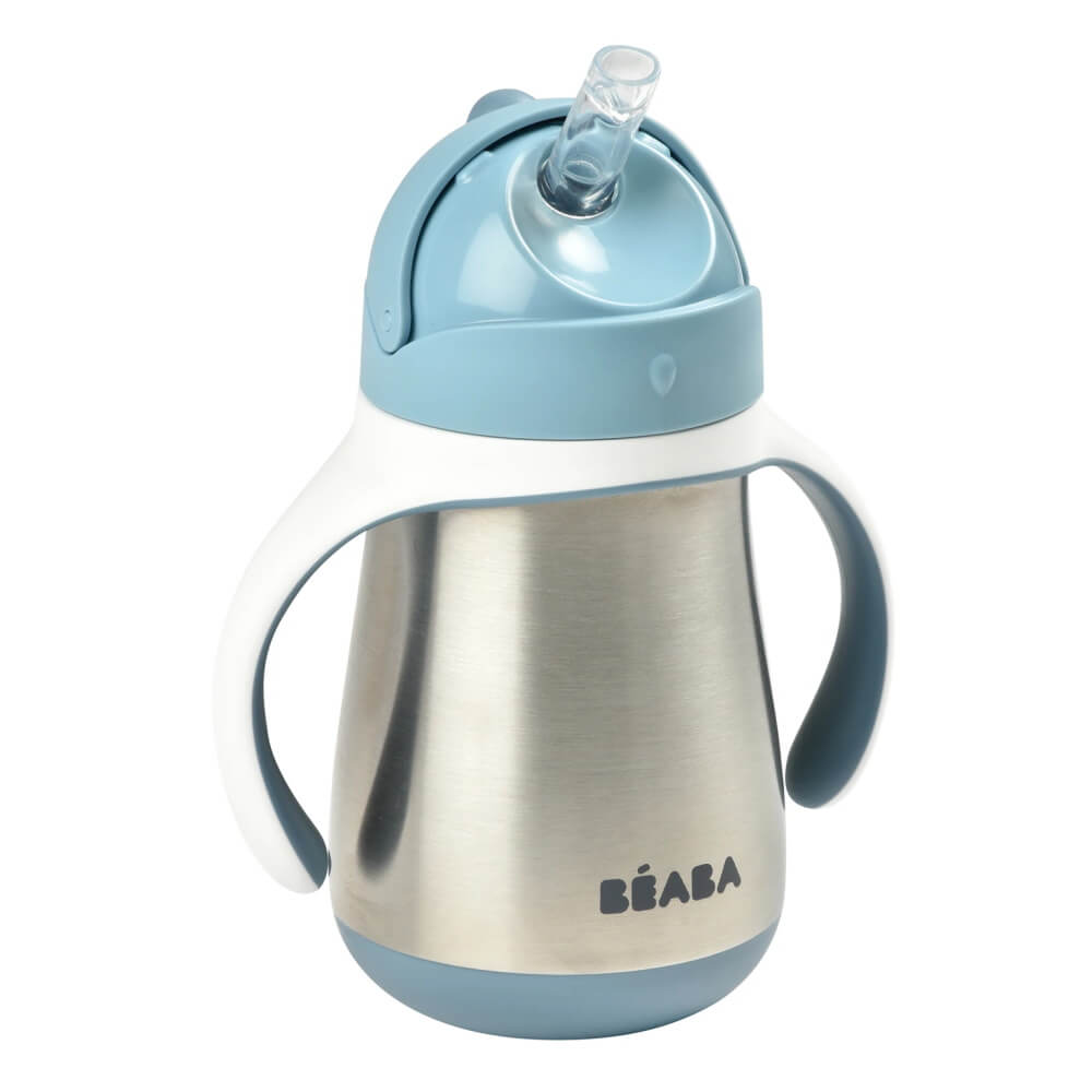 Beaba Stainless Steel Straw Cup - Windy Blue-Bebehaus