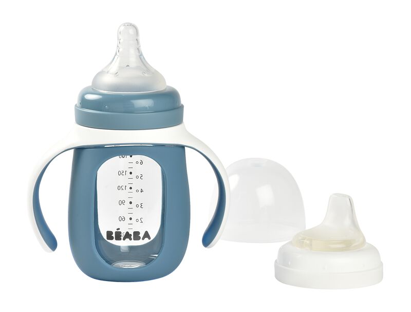 Beaba Glass Bottle with Silicone Protective Sleeve 210ml-Bebehaus