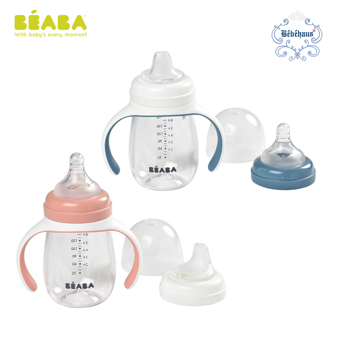 Beaba 2in1 Learning Bottle 7oz - Vintage Pink-Bebehaus