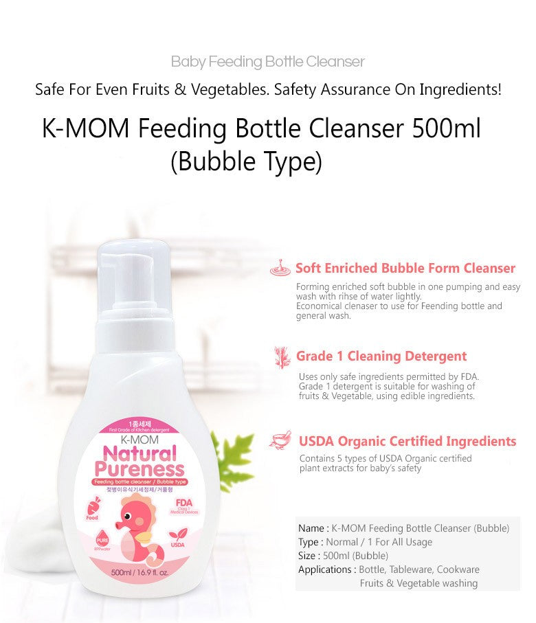 K-MOM Baby Bottle Cleanser Bubble Type 500ML-Bebehaus