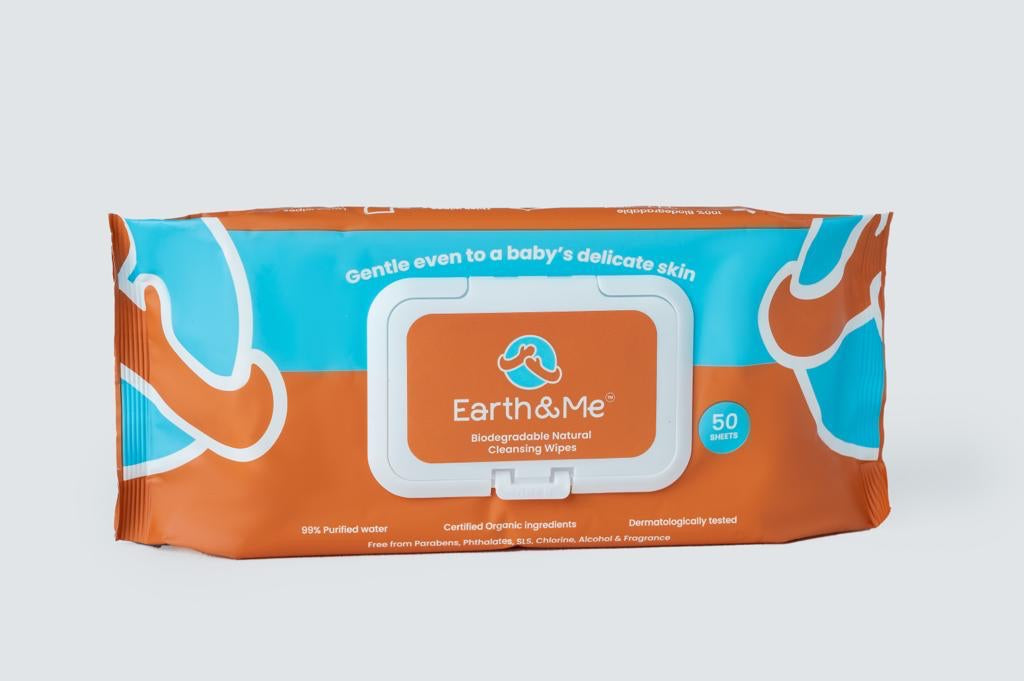 Earth & Me Natural Cleansing Wipes 50 Sheets-Bebehaus