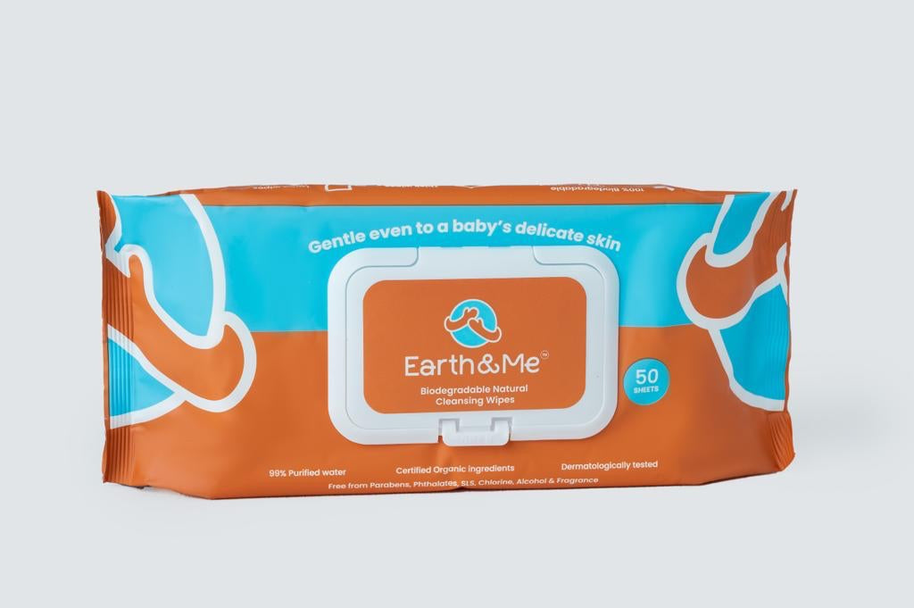 Earth & Me Natural Cleansing Wipes 50 Sheets