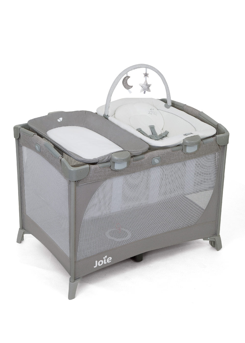 Joie Commuter Change™ Travel Cot - Speckled Grey – Mamas
