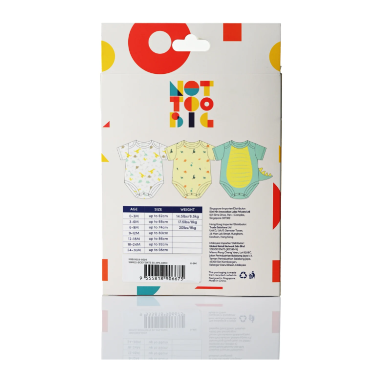 NOTTOOBIG Bamboo Spandex Bodysuits - Dino-Bebehaus