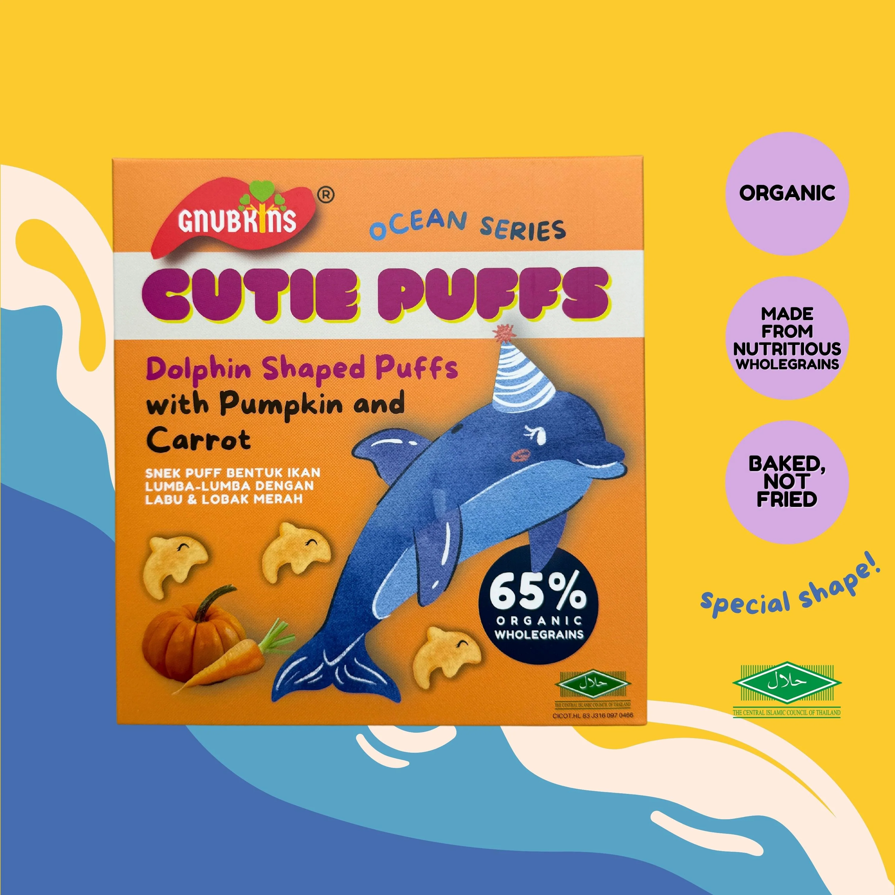 Gnubkins Cutie Puffs Dolphin Shaped With Pumpkin & Carrot-Bebehaus
