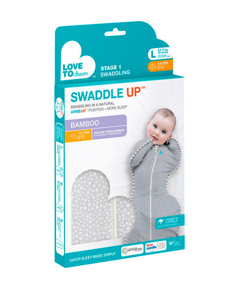 Love To Dream Swaddle Up Bamboo Grey Dots-Bebehaus
