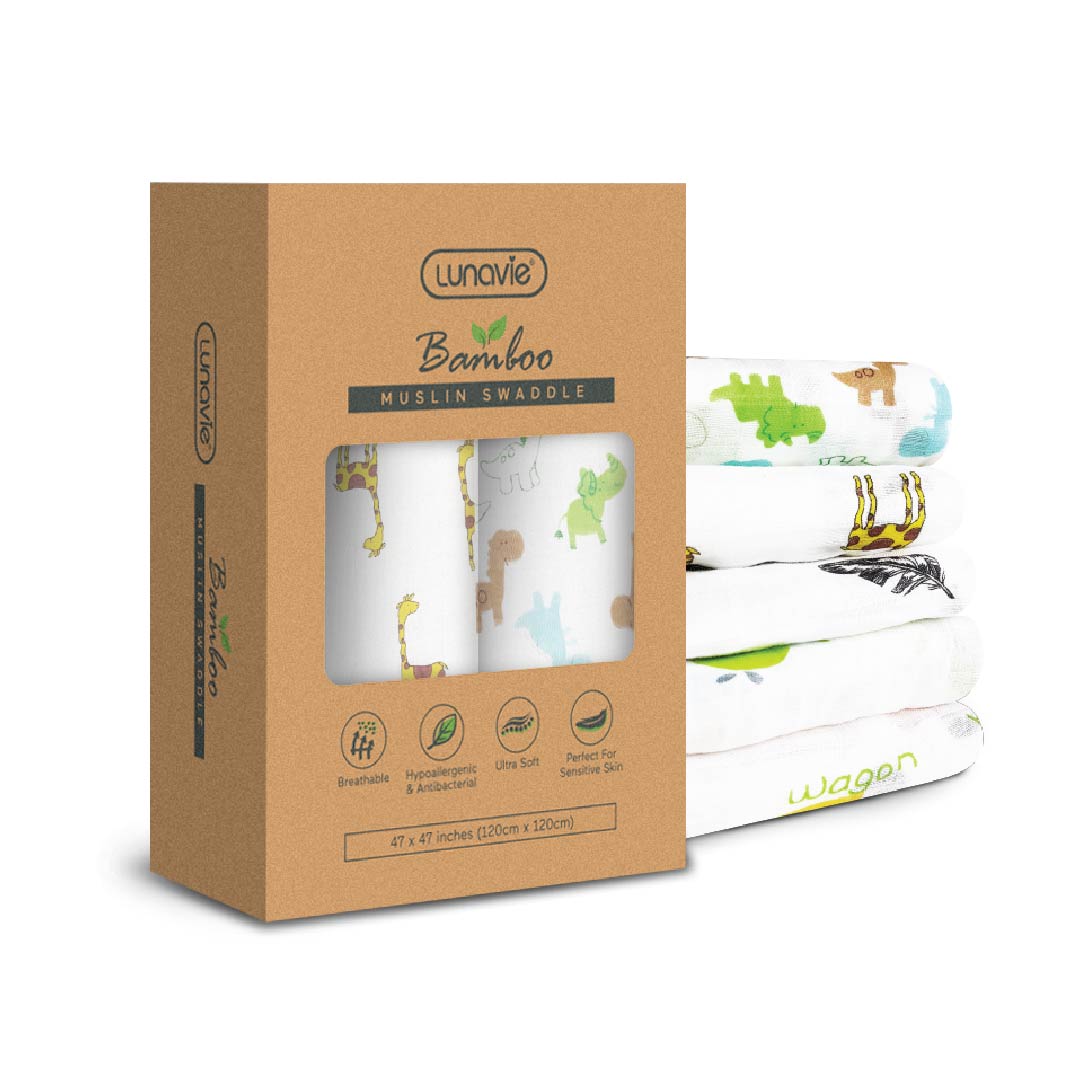 Lunavie Bamboo Muslin Swaddle (120cm x 120cm)-Bebehaus